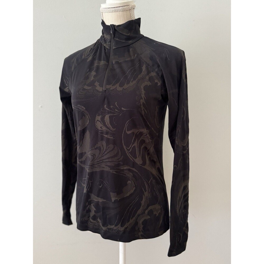 Athleta Momentum Seamless 1/2 Zip Top Black Swirl Pattern Women’s M - Picture 2 of 7